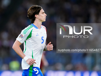 Riccardo Calafiori of Italy looks on during the UEFA Nations League 2024/25 League A Group A2 match between Italy and Belgium at Stadio Olim...