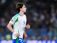 Riccardo Calafiori of Italy looks on during the UEFA Nations League 2024/25 League A Group A2 match between Italy and Belgium at Stadio Olim...