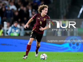 Wout Faes of Belgium during the UEFA Nations League 2024/25 League A Group A2 match between Italy and Belgium at Stadio Olimpico on October...