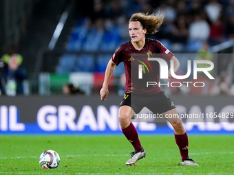 Wout Faes of Belgium during the UEFA Nations League 2024/25 League A Group A2 match between Italy and Belgium at Stadio Olimpico on October...