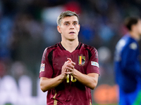 Leonardo Trossard of Belgium applauds his supporters at the end of the UEFA Nations League 2024/25 League A Group A2 match between Italy and...