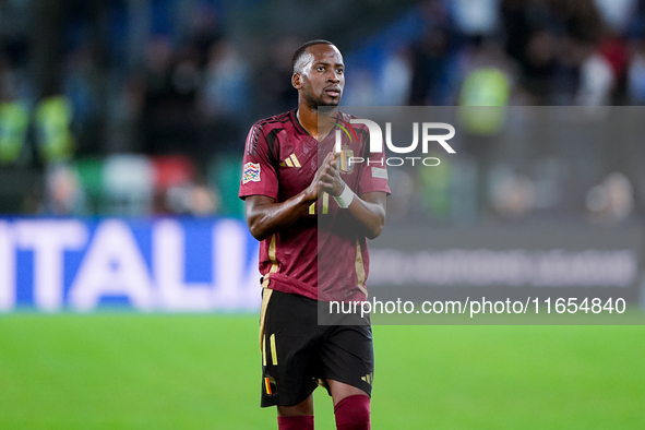 Dodi Lukebakio of Belgium applauds his supporters at the end of the UEFA Nations League 2024/25 League A Group A2 match between Italy and Be...