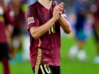 Leonardo Trossard of Belgium applauds his supporters at the end of the UEFA Nations League 2024/25 League A Group A2 match between Italy and...