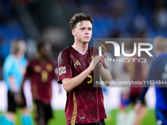 Maxim De Cuyper of Belgium applauds his supporters at the end of the UEFA Nations League 2024/25 League A Group A2 match between Italy and B...