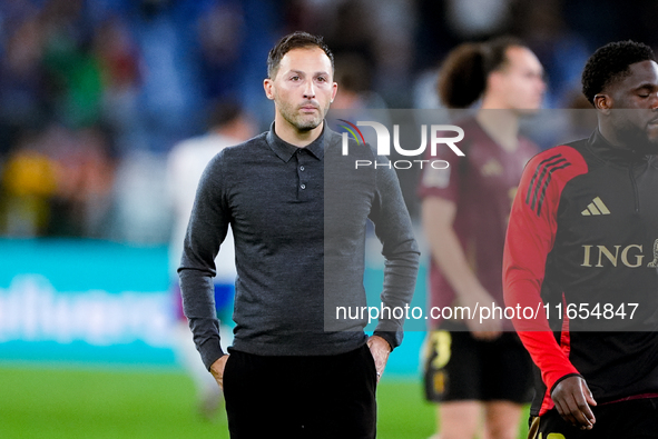 Domenico Tedesco head coach of Belgium looks on during the UEFA Nations League 2024/25 League A Group A2 match between Italy and Belgium at...