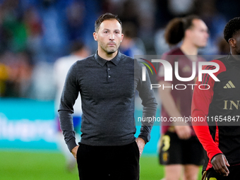 Domenico Tedesco head coach of Belgium looks on during the UEFA Nations League 2024/25 League A Group A2 match between Italy and Belgium at...