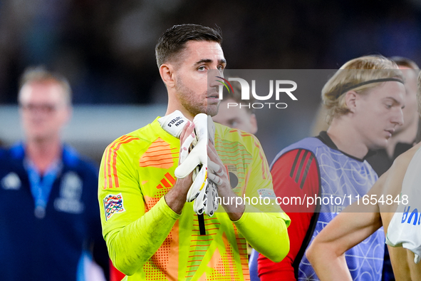 Koen Casteels of Belgium applauds his supporters at the end of the UEFA Nations League 2024/25 League A Group A2 match between Italy and Bel...