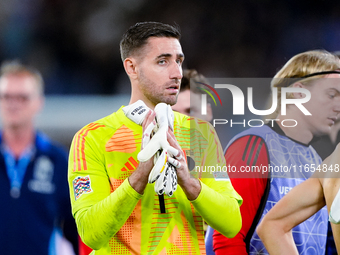 Koen Casteels of Belgium applauds his supporters at the end of the UEFA Nations League 2024/25 League A Group A2 match between Italy and Bel...