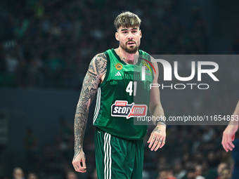 Juancho Hernangomez of Panathinaikos AKTOR Athens plays during the Euroleague, Round 2 match between Panathinaikos AKTOR Athens and FC Bayer...