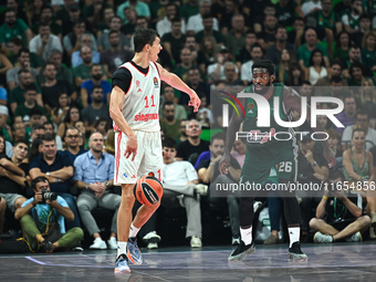 Vladimir Lucic of FC Bayern Munich plays during the Euroleague, Round 2 match between Panathinaikos AKTOR Athens and FC Bayern Munich at OAK...