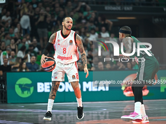 Shabazz Napier of FC Bayern Munich plays during the Euroleague, Round 2 match between Panathinaikos AKTOR Athens and FC Bayern Munich at OAK...