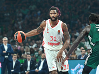 Devin Booker of FC Bayern Munich plays during the Euroleague, Round 2 match between Panathinaikos AKTOR Athens and FC Bayern Munich at OAKA...