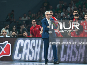 Head Coach Gordon Herbert of FC Bayern Munich is present during the Euroleague, Round 2 match between Panathinaikos AKTOR Athens and FC Baye...