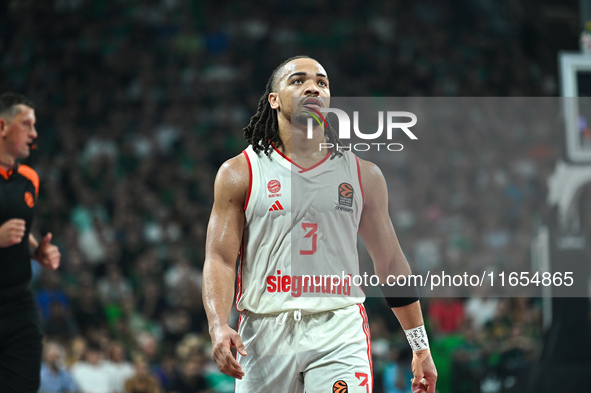 Carsen Edwards of FC Bayern Munich plays during the Euroleague, Round 2 match between Panathinaikos AKTOR Athens and FC Bayern Munich at OAK...