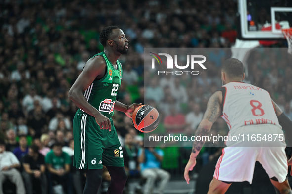 Jerian Grant of Panathinaikos AKTOR Athens plays during the Euroleague, Round 2 match between Panathinaikos AKTOR Athens and FC Bayern Munic...