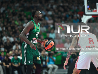 Jerian Grant of Panathinaikos AKTOR Athens plays during the Euroleague, Round 2 match between Panathinaikos AKTOR Athens and FC Bayern Munic...