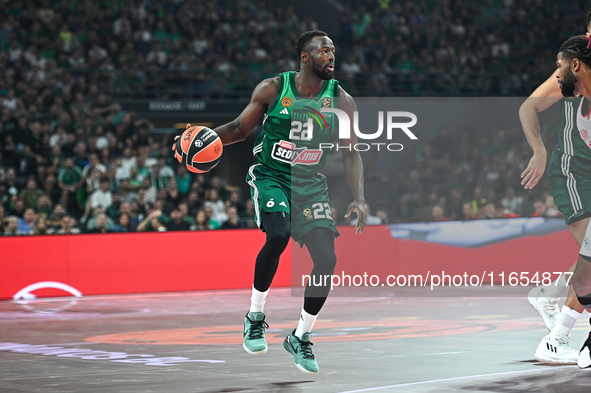 Jerian Grant of Panathinaikos AKTOR Athens plays during the Euroleague, Round 2 match between Panathinaikos AKTOR Athens and FC Bayern Munic...