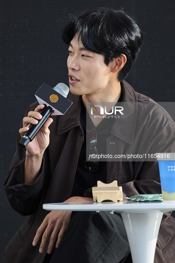 Actor Ryu Jun Yeol and Director Leos Carax attend their Open Talk stage at Cinema Center in Busan, South Korea, on October 9, 2024. 