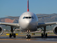 An Airbus A330-303 from Turkish Airlines is on the runway ready to take off from Barcelona airport in Barcelona, Spain, on October 8, 2024....