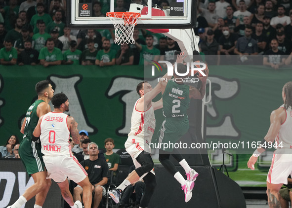 Lorenzo Brown of Panathinaikos BC is in action during the Euroleague basketball match between Panathinaikos AKTOR Athens and FC Bayern Munic...