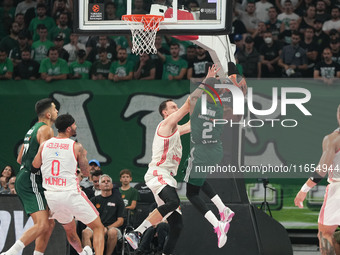 Lorenzo Brown of Panathinaikos BC is in action during the Euroleague basketball match between Panathinaikos AKTOR Athens and FC Bayern Munic...