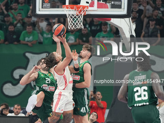 Carsen Edwards of Bayer Munich is in action during the Euroleague basketball match between Panathinaikos AKTOR Athens and FC Bayern Munich a...