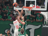 During the Euroleague basketball match between Panathinaikos AKTOR Athens and FC Bayern Munich at OAKA Olympic Indoor Hall in Athens, Greece...