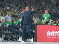 Manager of Panathinaikos Ergin Ataman is present during the Euroleague basketball match between Panathinaikos AKTOR Athens and FC Bayern Mun...