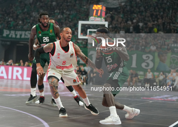 Kedrik Nunn of Panathinaikos is in action during the Euroleague basketball match between Panathinaikos AKTOR Athens and FC Bayern Munich at...