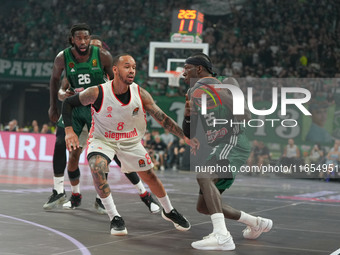 Kedrik Nunn of Panathinaikos is in action during the Euroleague basketball match between Panathinaikos AKTOR Athens and FC Bayern Munich at...