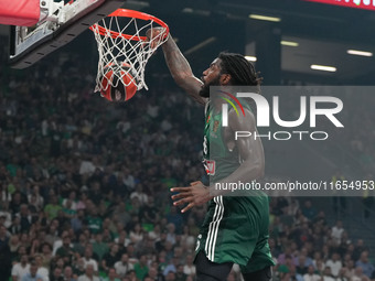 Mathias Lessort of Panathinaikos during the Euroleague basketball match between Panathinaikos AKTOR Athens and FC Bayern Munich at OAKA Olym...