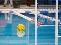 A ball is in the pool before the match Olympiacos vs. National Piraeus during the Final Water Polo Super Cup at Papastrateio Swimming Pool i...