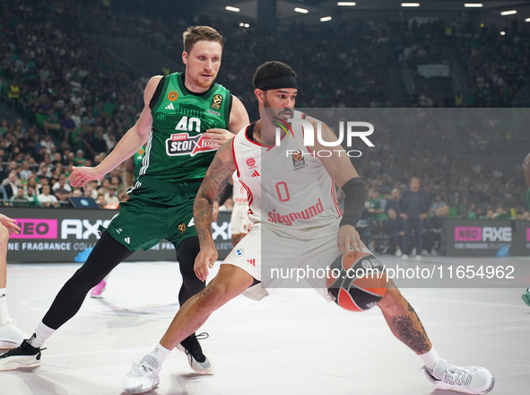 Nick Weiler-Babb of Bayern Munich plays during the Euroleague basketball match between Panathinaikos AKTOR Athens and FC Bayern Munich at OA...