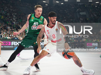 Nick Weiler-Babb of Bayern Munich plays during the Euroleague basketball match between Panathinaikos AKTOR Athens and FC Bayern Munich at OA...