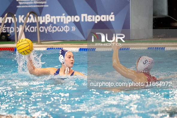 Lena Milicevic (8) is seen in action during the match Olympiacos vs. National Piraeus during the Final Water Polo Super Cup at Papastrateio...