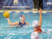 Eleni Kanetidou (10) is seen in action during the match Olympiacos vs. National Piraeus during the Final Water Polo Super Cup at Papastratei...