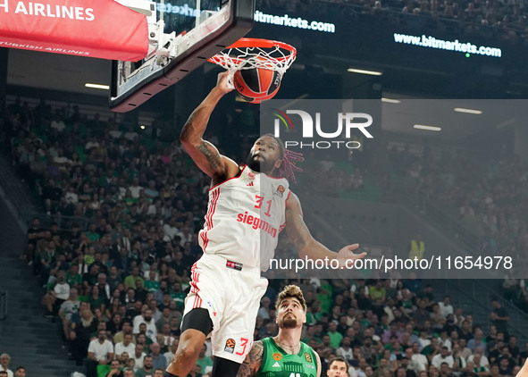 Devin Booker of Bayern Munich participates in the Euroleague basketball match between Panathinaikos AKTOR Athens and FC Bayern Munich at OAK...