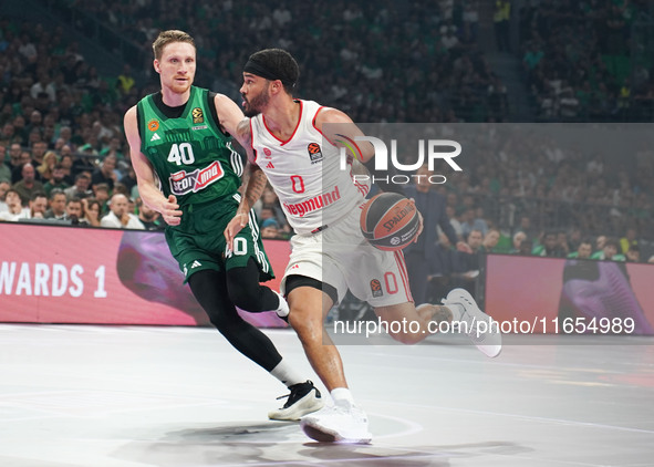 Nick Weiler-Babb of Bayern Munich plays during the Euroleague basketball match between Panathinaikos AKTOR Athens and FC Bayern Munich at OA...