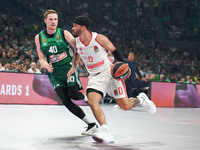 Nick Weiler-Babb of Bayern Munich plays during the Euroleague basketball match between Panathinaikos AKTOR Athens and FC Bayern Munich at OA...