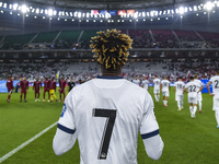 Players of Kyrgyzstan and Qatar arrive on the pitch before the FIFA World Cup 2026 AFC Asian Qualifiers 3rd round group A match between Qata...