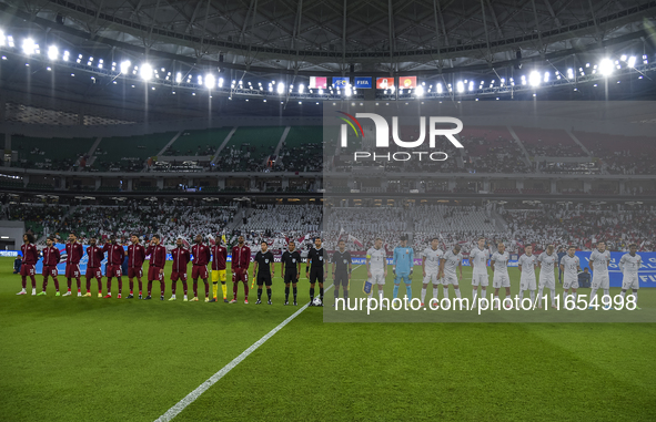 Players of Kyrgyzstan and Qatar line up before the FIFA World Cup 2026 AFC Asian Qualifiers 3rd round group A match between Qatar and Kyrgyz...