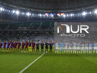 Players of Kyrgyzstan and Qatar line up before the FIFA World Cup 2026 AFC Asian Qualifiers 3rd round group A match between Qatar and Kyrgyz...