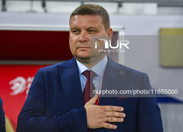 Maksim Lisitsyn, Head Coach of Kyrgyzstan, looks on before the FIFA World Cup 2026 AFC Asian Qualifiers 3rd round group A match between Qata...