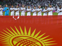 Players of Kyrgyzstan line up before the FIFA World Cup 2026 AFC Asian Qualifiers 3rd round group A match between Qatar and Kyrgyzstan at Al...