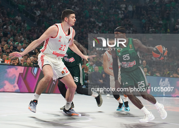 Kedrik Nunn of Panathinaikos participates in the Euroleague basketball match between Panathinaikos AKTOR Athens and FC Bayern Munich at OAKA...