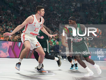 Kedrik Nunn of Panathinaikos participates in the Euroleague basketball match between Panathinaikos AKTOR Athens and FC Bayern Munich at OAKA...