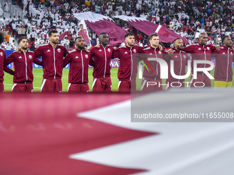 Players of Qatar line up before the FIFA World Cup 2026 AFC Asian Qualifiers 3rd round group A match between Qatar and Kyrgyzstan at Al Thum...