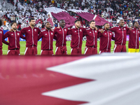 Players of Qatar line up before the FIFA World Cup 2026 AFC Asian Qualifiers 3rd round group A match between Qatar and Kyrgyzstan at Al Thum...