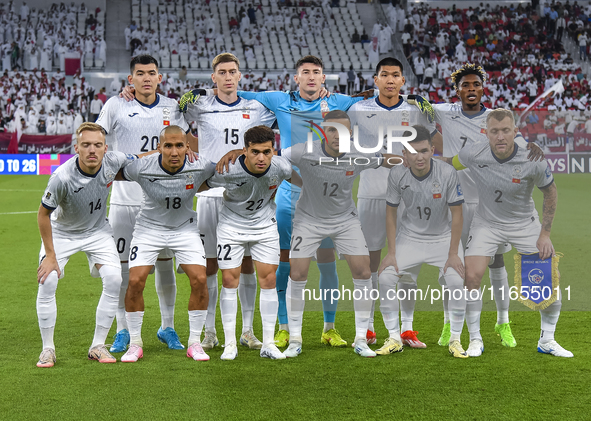 Players of Kyrgyzstan pose for a team photo before the FIFA World Cup 2026 AFC Asian Qualifiers 3rd round group A match between Qatar and Ky...