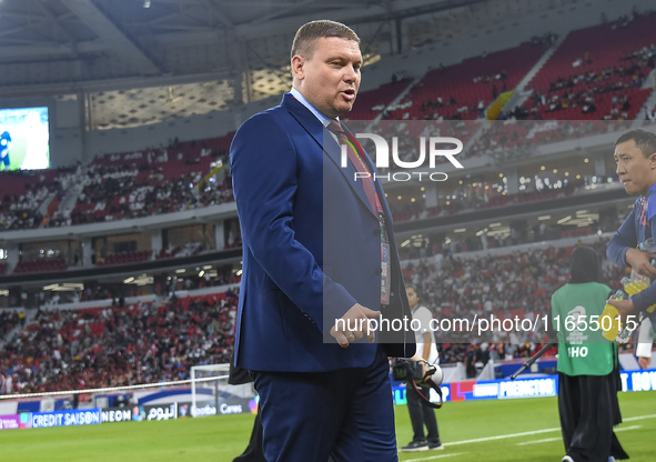 Maksim Lisitsyn, Head Coach of Kyrgyzstan, looks on before the FIFA World Cup 2026 AFC Asian Qualifiers 3rd round group A match between Qata...